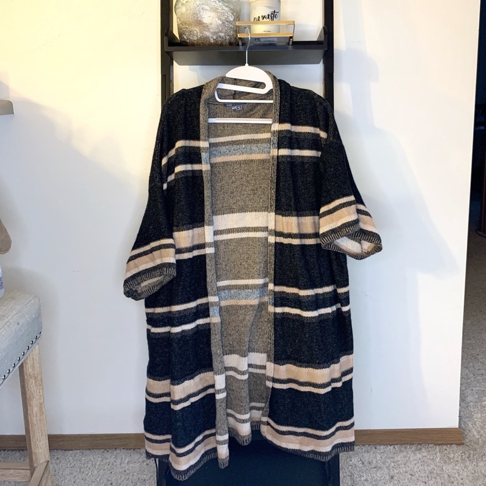 Vince Black and Tan Striped Cardigan Kimono S - Picture 6 of 9